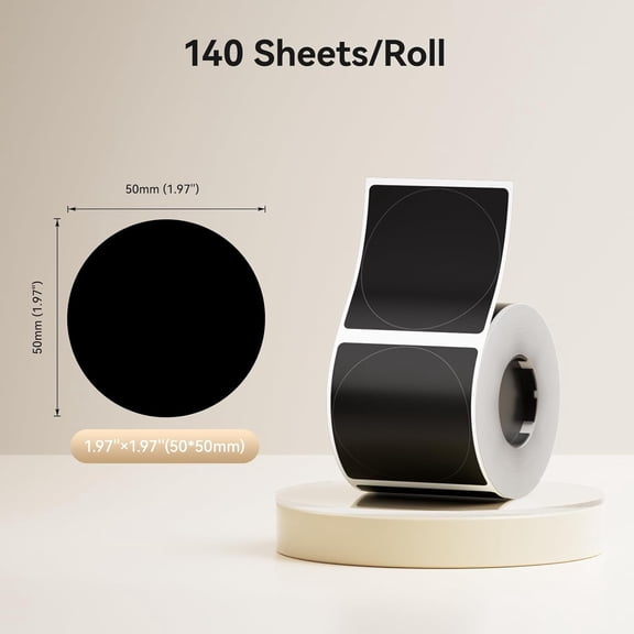 UBSWF-Black Round Labels 50x50mm(1.97'' x 1.97''), for M2/M3 Label Maker, Suitable for Essential Oils Aromatherapy Bathroom Bakery Gift Labels, Waterproof Oilproof and Long Storage