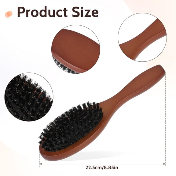 UBSWF-Boar Bristle Hair Brush for Women Men Kid Soft Natural Hair Brushes with Wooden Handle for Fine Short Thin All Hair Type Keep Hair Heathy, Restore Shine and Texture