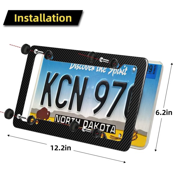 UBSWF-Carbon Fiber License Plate Frame, Glossy Waterproof Plastic Number Plate Frame Print Carbon Fiber Pattern for Man and Women (with Fasteners and Screws) 2 Pack