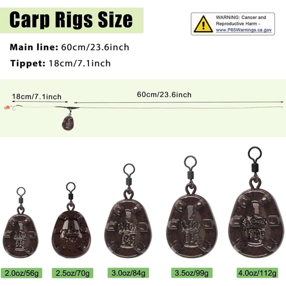 UBSWF-Carp Fishing Rigs Kit, Hair Rigs Fishing Accessories Set Carp Sinker Weights Bait Rig Set Up Carp Boilie Bait Rigs Carp Fishing Equipment