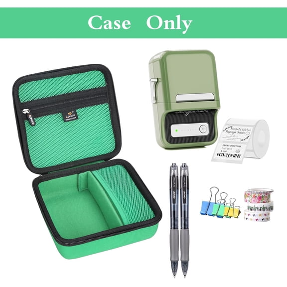 UBSWF-Case Compatible with NIIMBOT B21 Label Maker Thermal Label Printer, Storage Portable Bag for Accessories -Green (Case Only)