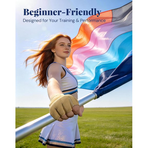 UBSWF-Color Guard Gloves, Fingerless Colorguard Gloves for Flag, Pole, Rifle & Saber Performance Training, Breathable & Flexible & Enhanced Control for Spinning Tossing