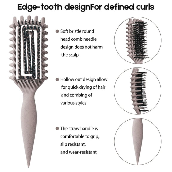 UBSWF-Curly Hair Brush Candybrush Curl Defining Brush for Detangling Shaping and Defining Curls for Women, Men, Wet & Dry Hair (Black)