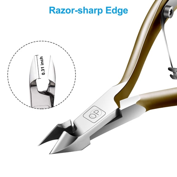 UBSWF-Cuticle Nippers 3/4 Cuticle Trimmer Clippers Stainless Steel Scissors Extremely Sharp Edge Cutter Pedicure Treatment Manicure Tool, X7 Matte Gold