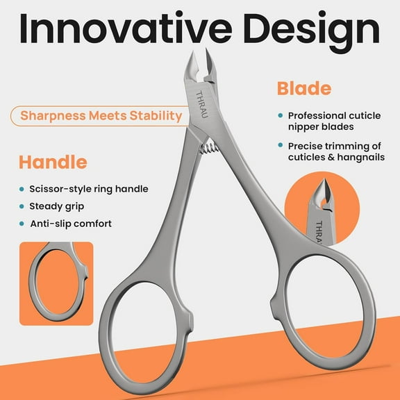 UBSWF-Cuticle Trimmer with Round Grip, Newly Upgraded Cuticle Nipper, Professional Stainless Steel Cuticle Remover Cutter Clipper for Manicures & Pedicures