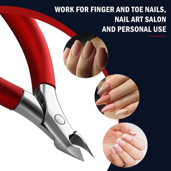 UBSWF-Cuticle Trimmer Professional Cuticle Nippers, Rubber Coated Handle Manicure Tools Stainless Steel Cuticle Cutter for Nails (5mm), Red