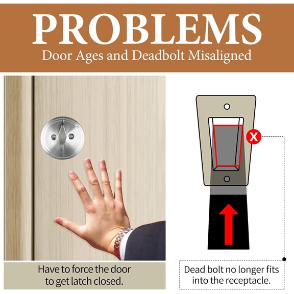 UBSWF-Deadbolt Restorer Strike Plate Large Version 2-3/4" x 1-1/8", Screw Holes Spaced 2-1/8", Narrow Side and Large Hole to Fix Deadbolt Sticking