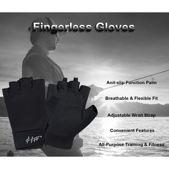 UBSWF-Fingerless Gloves - Multipurpose Water & Sports Gloves for Fishing, Sailing, Rowing, Kayaking & More - Men & Women
