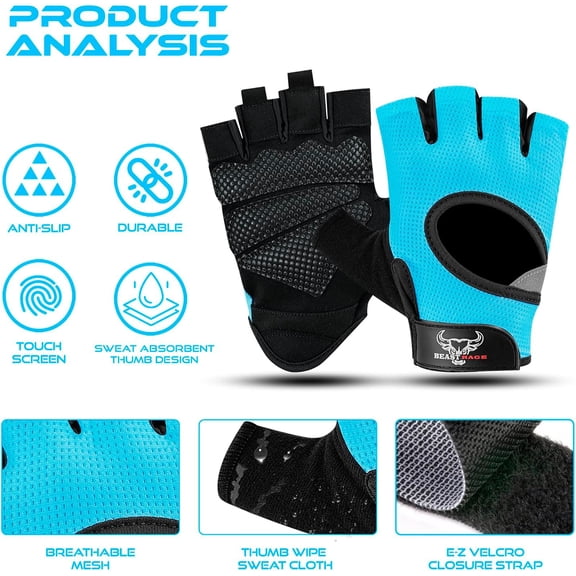 UBSWF-Fingerless Weight Lifting Gloves with Palm Protection Padding, Breathable Lightweight Gym Gloves for Men, Women, Weightlifting, Cycling, Exercise, Training Pull Up