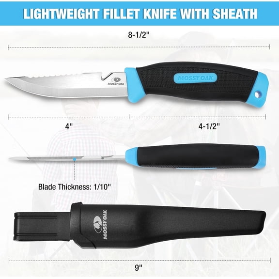 UBSWF-Fishing & Bait Knife, 4" Fish Fillet With Protective Sheath, Razor Sharp 5Cr15MoV Stainless Steel Blade, Ergonomic Non-Slip Handle for Open Back and Boning