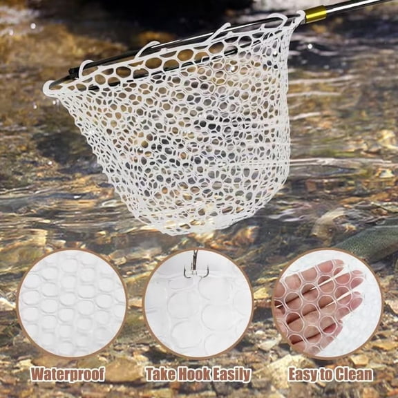 UBSWF-Fishing Landing Net Trout Net Replacement Netting with Rubber Mesh for Fish Fly and Fishing Landing