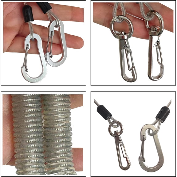 UBSWF-Fishing Lanyard, Heavy Duty Coiled Lanyards Stainless Steel Wire Inside, Safety Rope Extension Cord Tether Retractable Fishing Accessories for Rods, Pliers, Boating, Paddles, Kayak