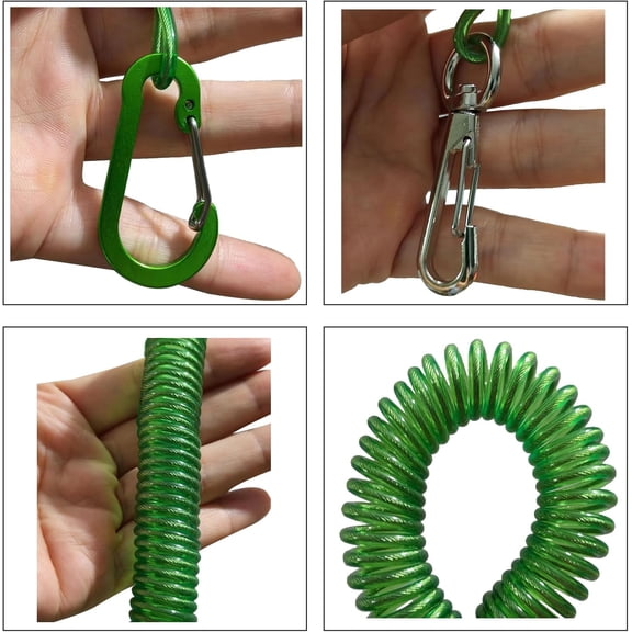 UBSWF-Fishing Lanyard, Heavy Duty Coiled Lanyards Stainless Steel Wire Inside, Safety Rope Extension Cord Tether Retractable Fishing Accessories for Rods, Pliers, Boating, Paddles, Kayak