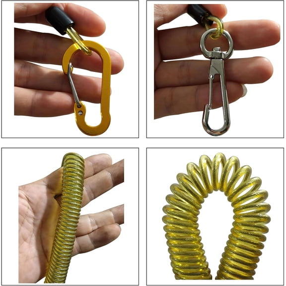 UBSWF-Fishing Lanyard, Heavy Duty Coiled Lanyards Stainless Steel Wire Inside, Safety Rope Extension Cord Tether Retractable Fishing Accessories for Rods, Pliers, Boating, Paddles, Kayak