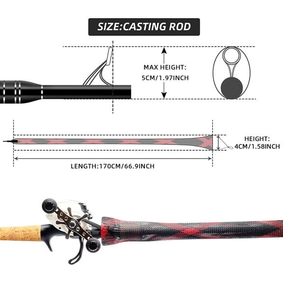 UBSWF-Fishing Rod Sock Fishing Rod Sleeve Rod Cover Braided Mesh Rod Protector Pole Gloves Fishing Tools for Spinning Fishing Rod,Casting Rod,Musky Rod, Ice Rod, Fly Rod, Spey Rod