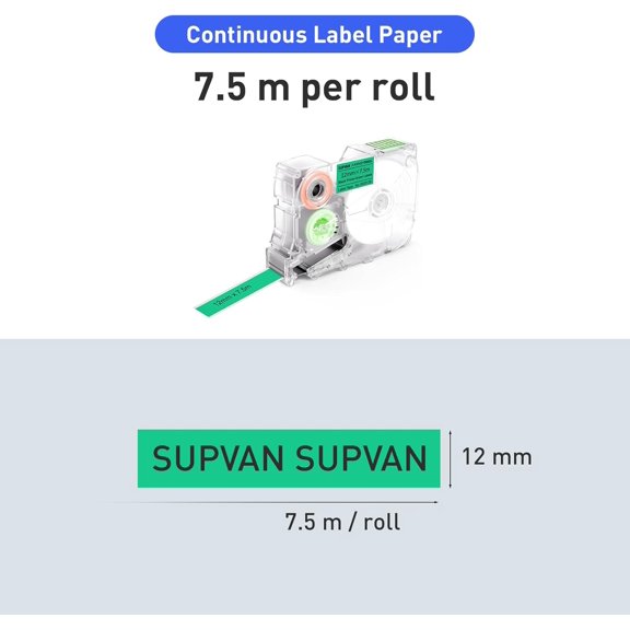 UBSWF-G15M Series Continuous Thermal Transfer Labels, 0.47'' W 24.6' L, Waterproof, High Temperature Resistant & Non-Fading Labels for Outdoors & Indoor, Black on Green
