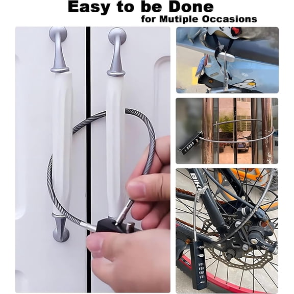 UBSWF-Gate Locks for Outdoor Fence, 23-3/5 Inches Braided Steel Locking Cable with 4 Digit Combination Lock Wide Use for Fence Gate, Small Bike, Ski(Blue)