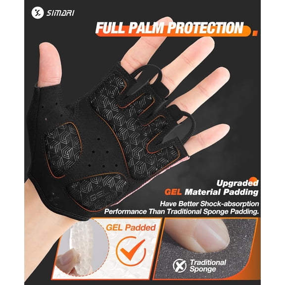 UBSWF-Gel Pad Cycling Gloves with Shock-Absorbing/Grip/Breathable, Workout Bike Gloves for Men Women Biking, Mountain Biking, Fitness, Gym Exercise, Weight Lifting Training, Yoga, Pilates