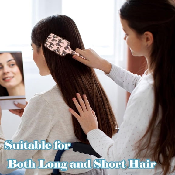 UBSWF-Girls Hair Brush,Special Bow Design with Glitter,Hair Brushes for Women Girls or Men,Brush Comb No Pain Soft for Thick Curly Straight Wet Or Dry Hair (2Pcs,Pink and Brown)