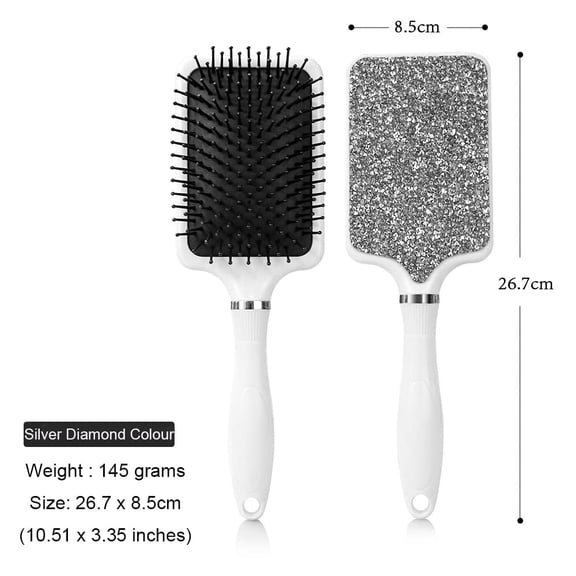 UBSWF-Hair Brush Set Anti Static Massage Vent Hair Brush Detangling Brush with Wide-toothed-comb Paddle Brush for Women Men Silver Diamond Colour