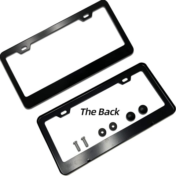UBSWF-Hibiscus Palmetto Tree Sea Turtle License Plate Frame for Women/Men, Black Stainless Steel Car Tag Frame, 6"x12" 2 Holes & Screws Fits Standard US/CA