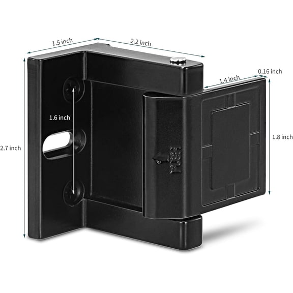 UBSWF-High-Security Reinforced Door Lock Aluminum Privacy Latch for Home and Hotel, Easy Installation with Stainless Steel Screws, Interior Night Lock for Added Protection (Black-2 Pack)