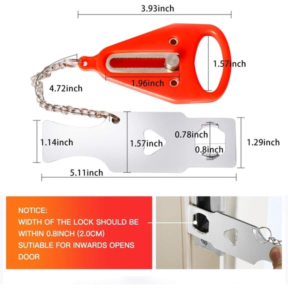 UBSWF-Home Security Door Lock, Portable Travel Doorlocks for Airbnb Hotel Room Bedroom Add Extra Safety Privacy Solid Removable No Drill Door Jammer Latch for House Apartment School Selfdefense Item