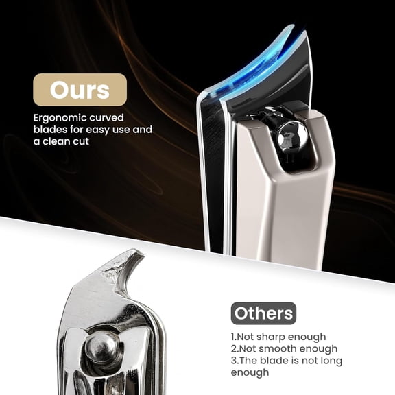 UBSWF-Ingrown Nail Clippers - Sharp Slanted Angled Nail Trimmers for Adult, Stainless Steel Fingernail & Thick Toenail & Ingrown Nail Clippers for Thick Nails, Large and Small 2 Piece Set (Silver)