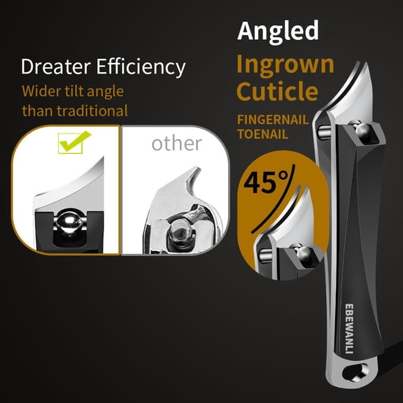 UBSWF-Ingrown Nail Clippers, Slanted Curved Blade Toe Nail Clippers for Ingrown Toenails & Fingernail, Stainless Steel Toenail Clippers Cutter, Angled Nail Clippers for Seniors, Men, Women