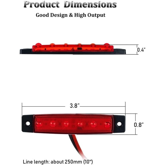 UBSWF-LED Boat Interior Lights Marine Courtesy Light Strip Deck Transom Cockpit Navigation Lighting Waterproof for Fishing Pontoon Kayak Yacht Sailboat (Red 10Pcs)