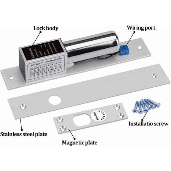 UBSWF-LIBO Electric Bolt Lock 2 Wires Lines DC 12V Fail Safe Electronic Lock Normal Temperature for Glass Wooden Iron Door Access Control System