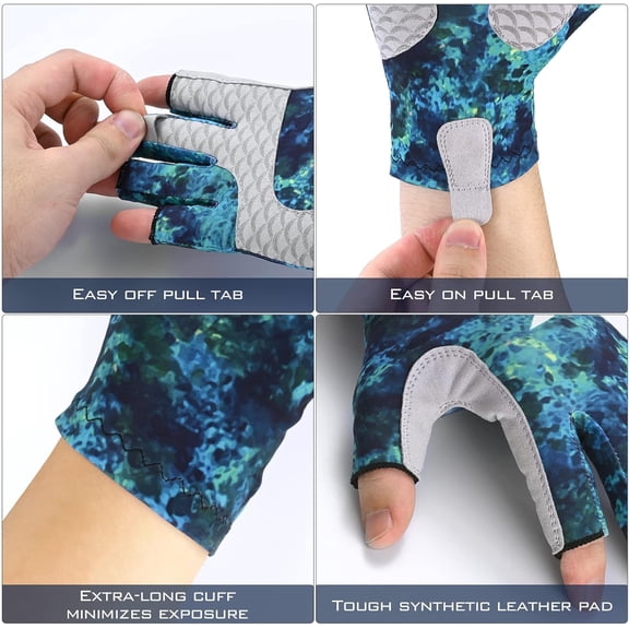UBSWF-La Sal Fishing Gloves UPF50+ Sun Gloves UV Protection Fingerless Gloves Men Women for Outdoor, Kayaking, Rowing, Paddling, Canoeing, Hunting