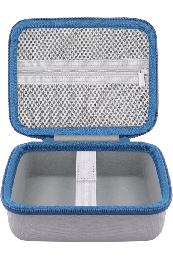 -Label Printer Case Compatible with Brother PT-M95 P-Touch Monochrome Label Maker and Label Tapes(Gray Case,Blue Zipper)