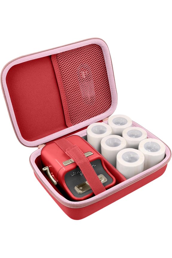 -Label Printer Case Compatible with NIIMBOT B21/B1/B21 Pro/B1 Pro/B2 Pro Label Maker Thermal Label Printer and 2 inch Label Paper(Red Case)