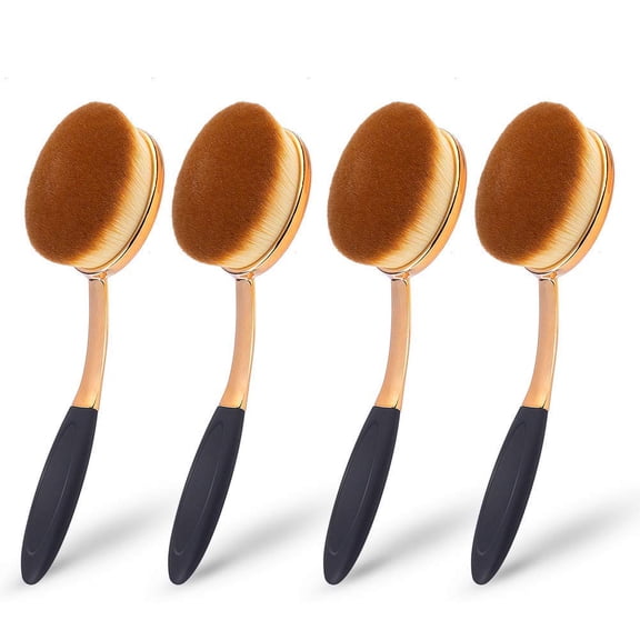UBSWF-Large Rose Gold Foundation contour Round Toothbrush Oval Makeup Brushes 4pcs