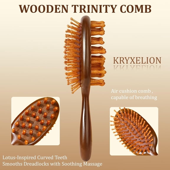 UBSWF-Loc Brush for Dreads, Scraping Massage Tools Wide Tooth Comb, Sandalwood, Loc Comb for Dreads, Wooden Hair Brush for Hair Styling(Unisex)