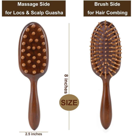 UBSWF-Loc Brush for Dreads, Wooden Hair Brush for Detangling and Scalp Massage- Sandalwood