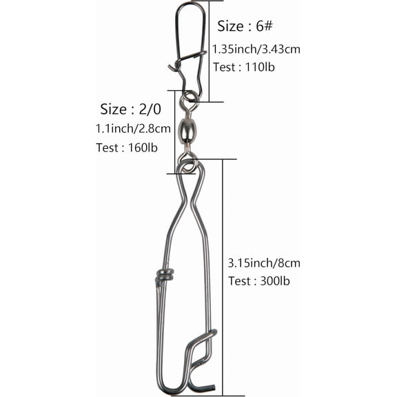UBSWF-Longline Snap Clips with Crane Swive Duo-Lock Snaps,4/8 Packs Stainless Steel Fishing Snaps Tuna Clips Long Line Branch Hangers Snaps Fishing Accessories Tackle