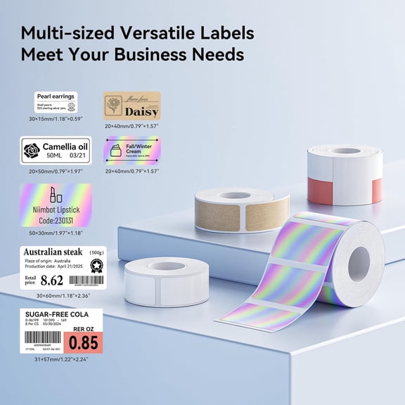 UBSWF-M2/M3 Thermal Transfer Labels 1.18''2.36'', 115 Tapes/Roll, for M2/M3 Label Maker, Long Storage Time, for Small Businesses, Freezer Refrigerator use(-20), Logo, Name, Date Labeling, White