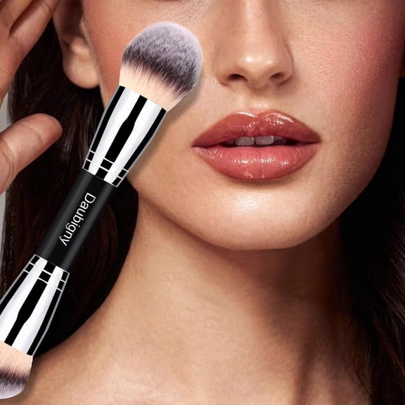 UBSWF-Makeup Brushes Dual-ended Rounded Foundation Brush Powder Brush Perfect for Any Look Premium Luxe Hair Rounded Taperd Flawless Brush Ideal for Liquid, Cream, Powder,Blending