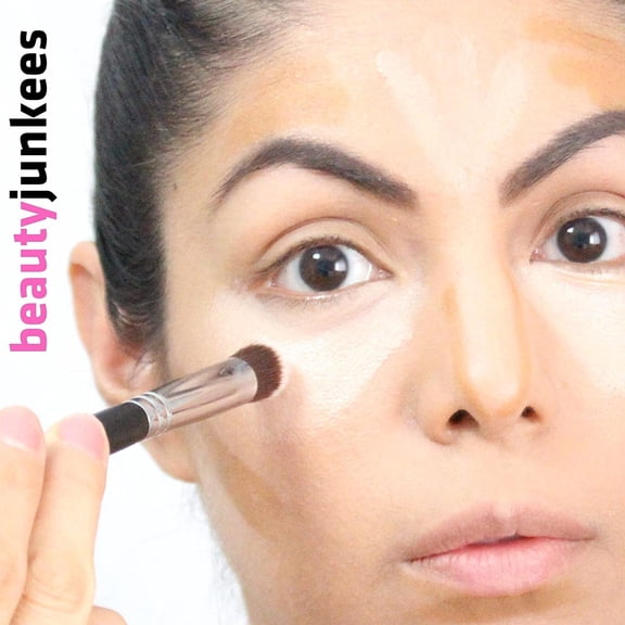 UBSWF-Mini Flat Top Concealer Brush Under Eye for Stippling Blending Small Dense Firm Synthetic, Works with Powder, Cream, Liquid