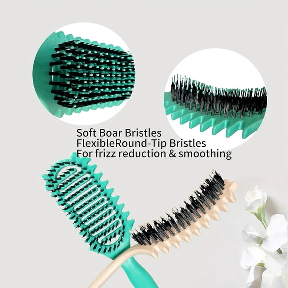 UBSWF-New Curl Defining Brush Ventilated Boar Bristle Hair Brush,Curl Brush For Curly Hair Wet,Curly Hair Brush For Women's Men's(Black)