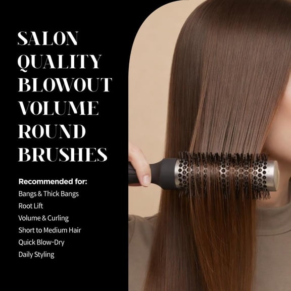 UBSWF-Non-electric Professional Styling Round Brush for Volume, Curling & Thick Bangs (1.0" ceramic coated aluminum barrel / 1.5" nylon bristle) - Made in Korea
