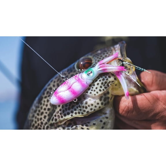 UBSWF-Original Squidtrex Patented Vibrating Fishing Lure - TPE Soft Plastic Lure Bait for Saltwater with Strong BKK Assist Hooks, Fishing Bait that Catches Many Species