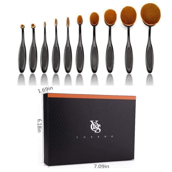 UBSWF-Oval Makeup Brushes Set 10 Pcs Professional Oval Toothbrush Foundation Contour Concealer Eyeliner Blending Cosmetic Brushes Tool Set-With Box,Practical White Elephant Gift for Girls Women