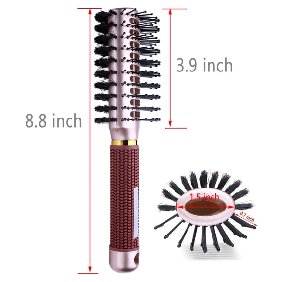 UBSWF-Oval Styling Vent Hair Brush for Blow Drying, Double Sided Boar and Nylon Bristle Brush for Medium Short Length Hair