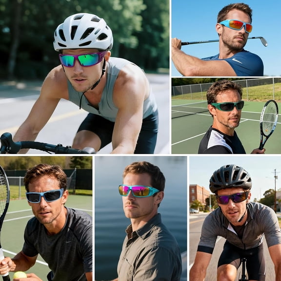 UBSWF-Polarized Sports Sunglasses for Men Women Unbreakable Frame Cycling Fishing Wrap Around Sunglasses UV400 Protection