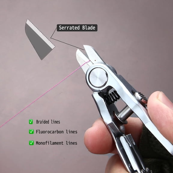 UBSWF-Portable Fishing Line Cutter with Retractors, Hook Eye Cleaner and Knot Tying Tool, Stainless Steel Braided Line Scissors Clippers for Mono, Fluoro Lines