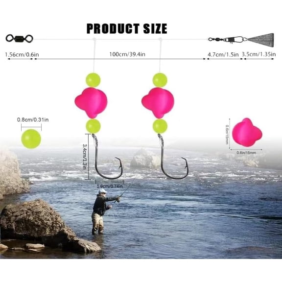 UBSWF-Pre-Rigged Saltwater Pompano Rigs, Surf Fishing Rig with Rotating Floats & 2/0 Circle Hooks for Surf, Beach & Pier Fishing