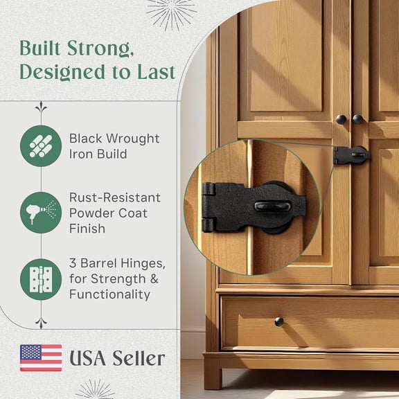 UBSWF-Renovators Supply Black Wrought Iron Hasp Door Latch - Heavy Duty Security Padlock Hasp - Ideal for Doors and Gates - Door Lock for Safety - 4 Inches - Pack of 1